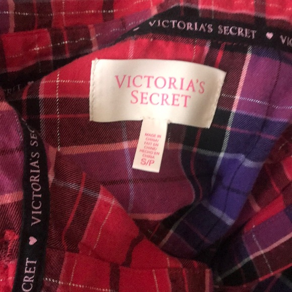 VS Red Purple Pink Night Flannel Plaid Night Gown - Picture 4 of 4